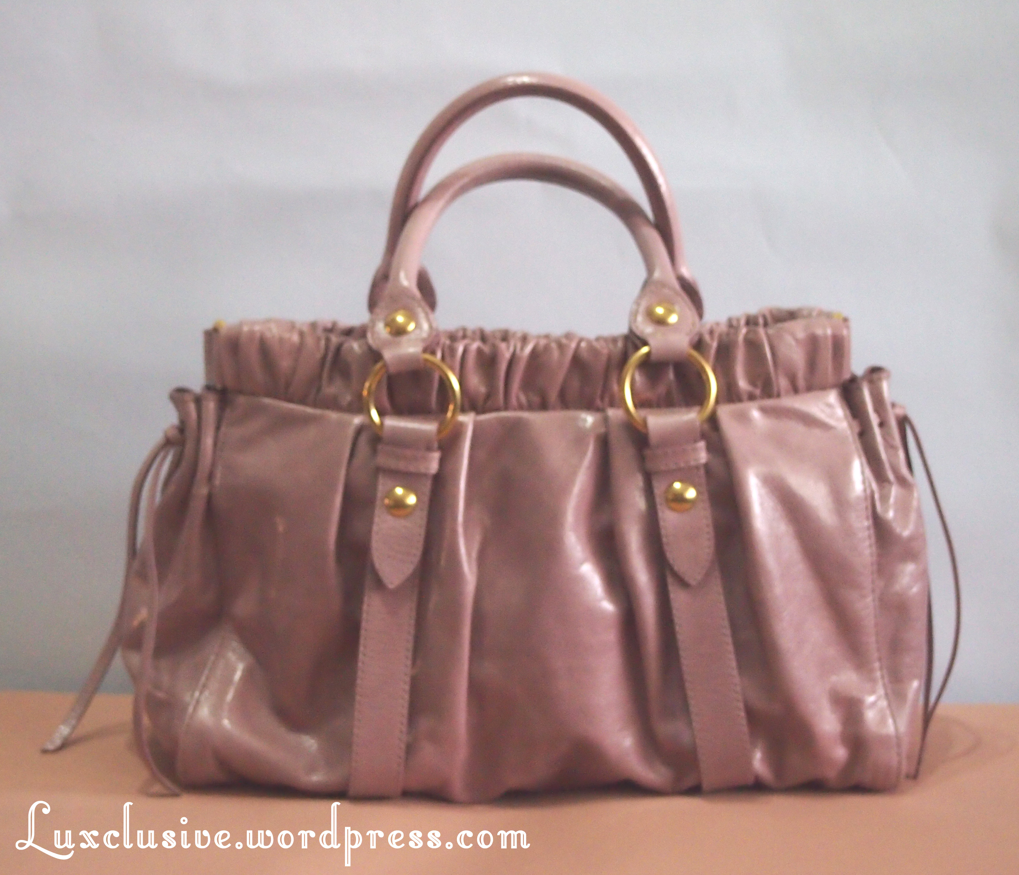 Others Miu Miu Vitello Lux Brown Leather Large 2way Bag